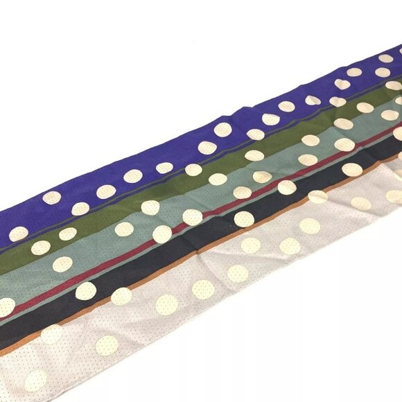 LOUIS VUITTON Dot polka dots LV logo Fringe Scarf Stole/Shawl silk Beige/purple - Picture 10 of 10